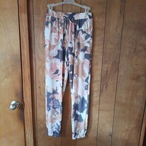 First Love Tie Dye Jogger lounge Pants Size Small Drawstring Elastic Waist